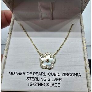 Rachel Zoe Mother of Pearl Cubic Zirconia Necklace – Sterling Silver – 16”+2”